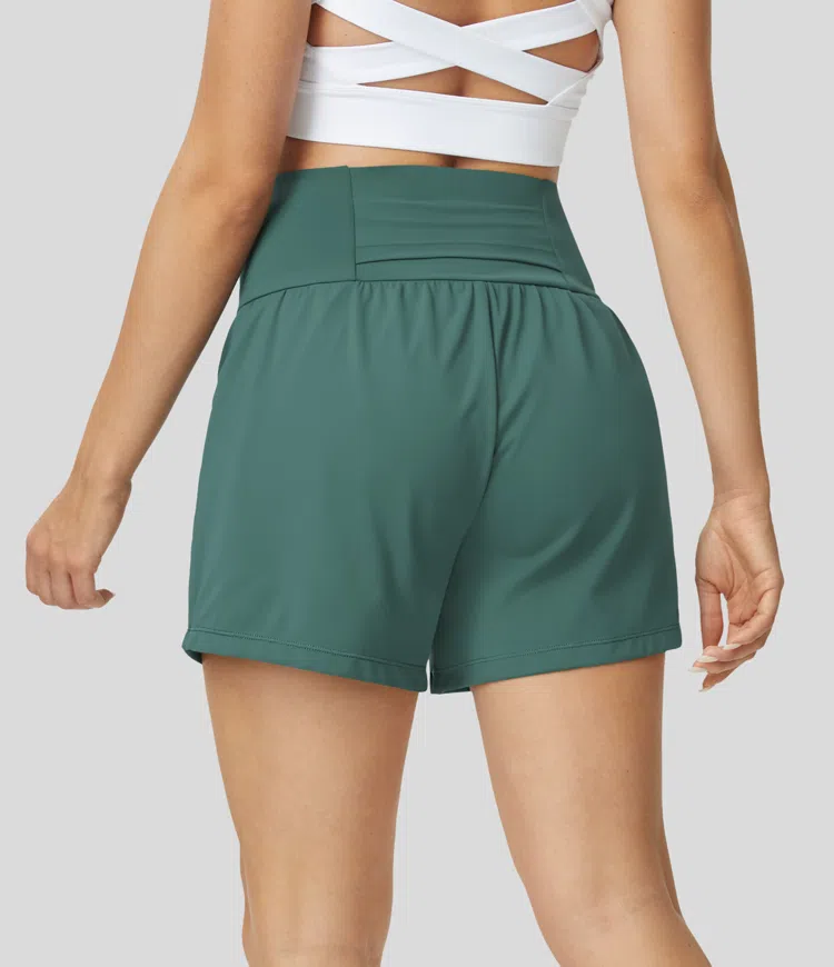 ⚡7 Packs for $24.98⚡Super High Waisted Back Pocket & Side Hidden Pocket 2-in-1 Yoga Shorts, 7/14 Color Sets