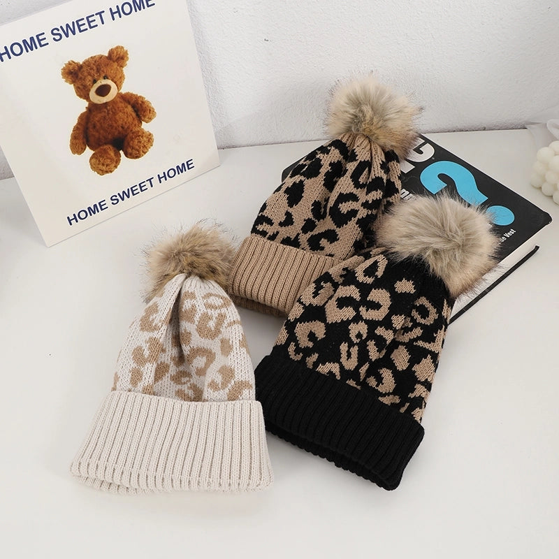 Unisex Casual Preppy Style Streetwear Leopard Eaveless Wool Cap
