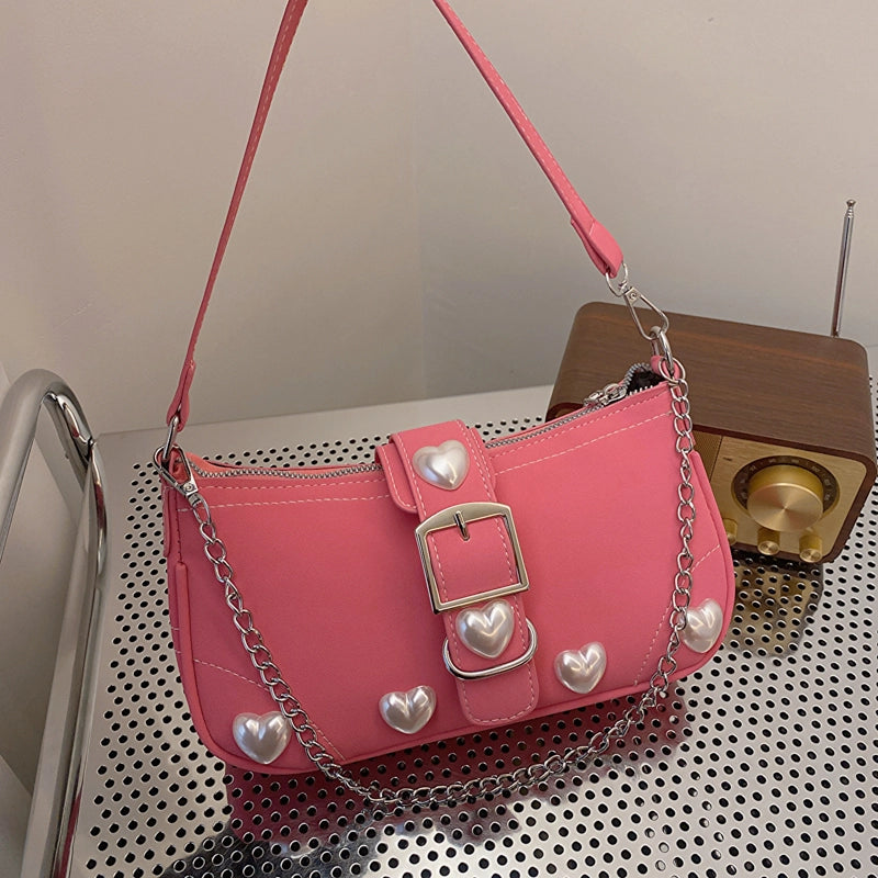 Women's Pu Leather Solid Color Elegant Square Zipper Buckle Shoulder Bag