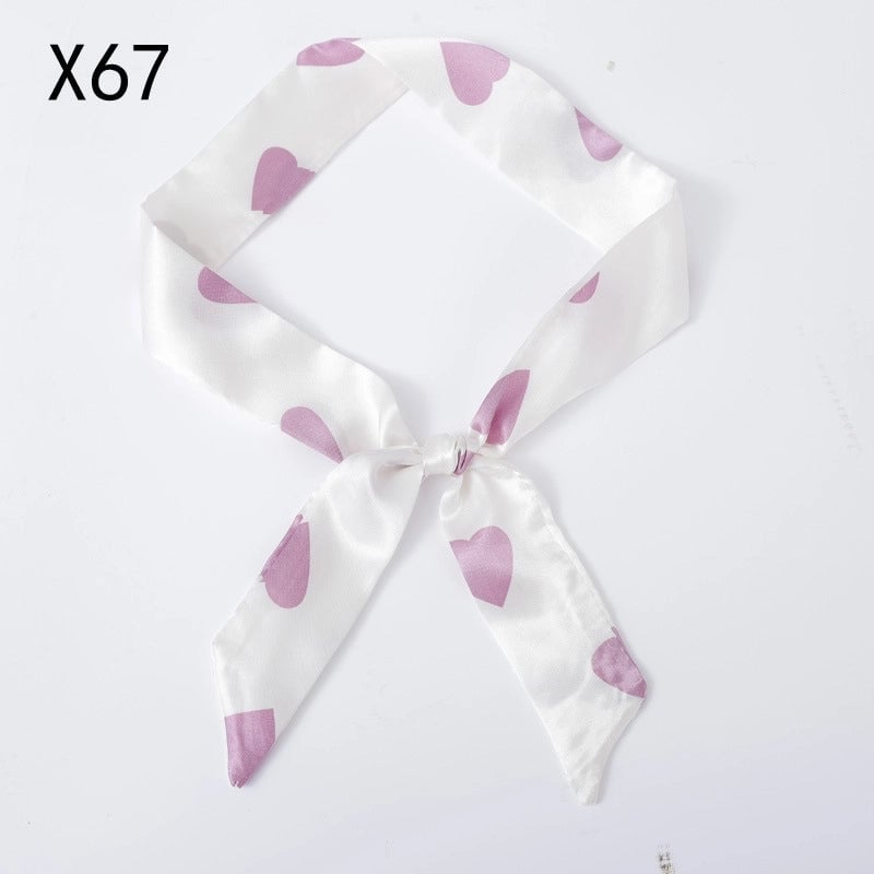 Silk Scarf Long Beveled Small Silk Scarf Double-layer Hair Belt Ribbon Decoration Tie Bag Hand Gift Box Silk Scarf