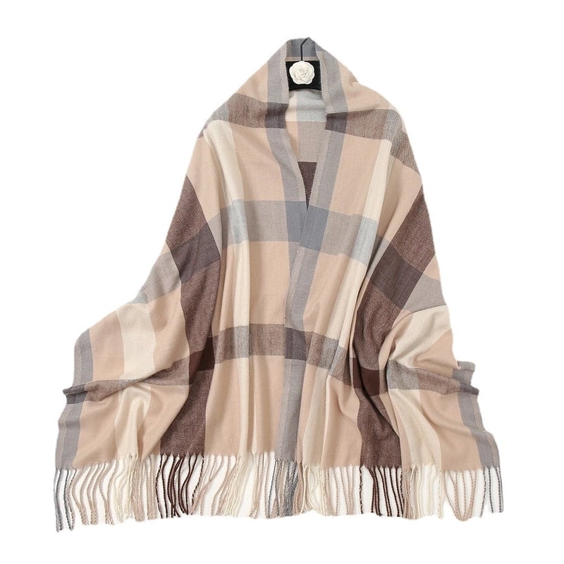 Autumn And Winter New Stitching Plaid Artificial Cashmere Scarf Women's Sweet Style Fashion Cold-Proof Warm Couple Bib Shawl