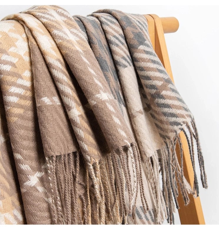 Women's  Plaid Imitation Cashmere Tassel Scarf