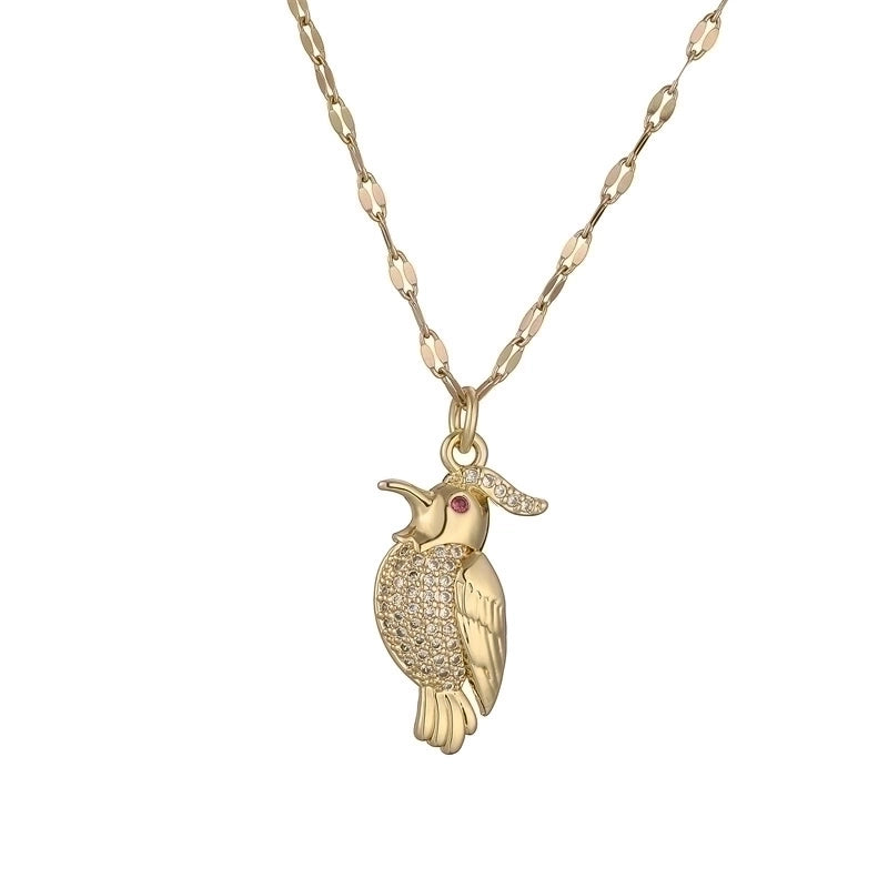 IG Style Minimalist  Bird Titanium Steel Copper Zircon Plating Inlay Pendant Necklace