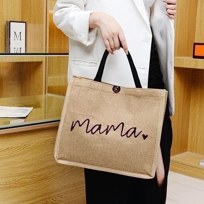 Women's Vintage Style Letter Cotton And Linen Shopping Bags