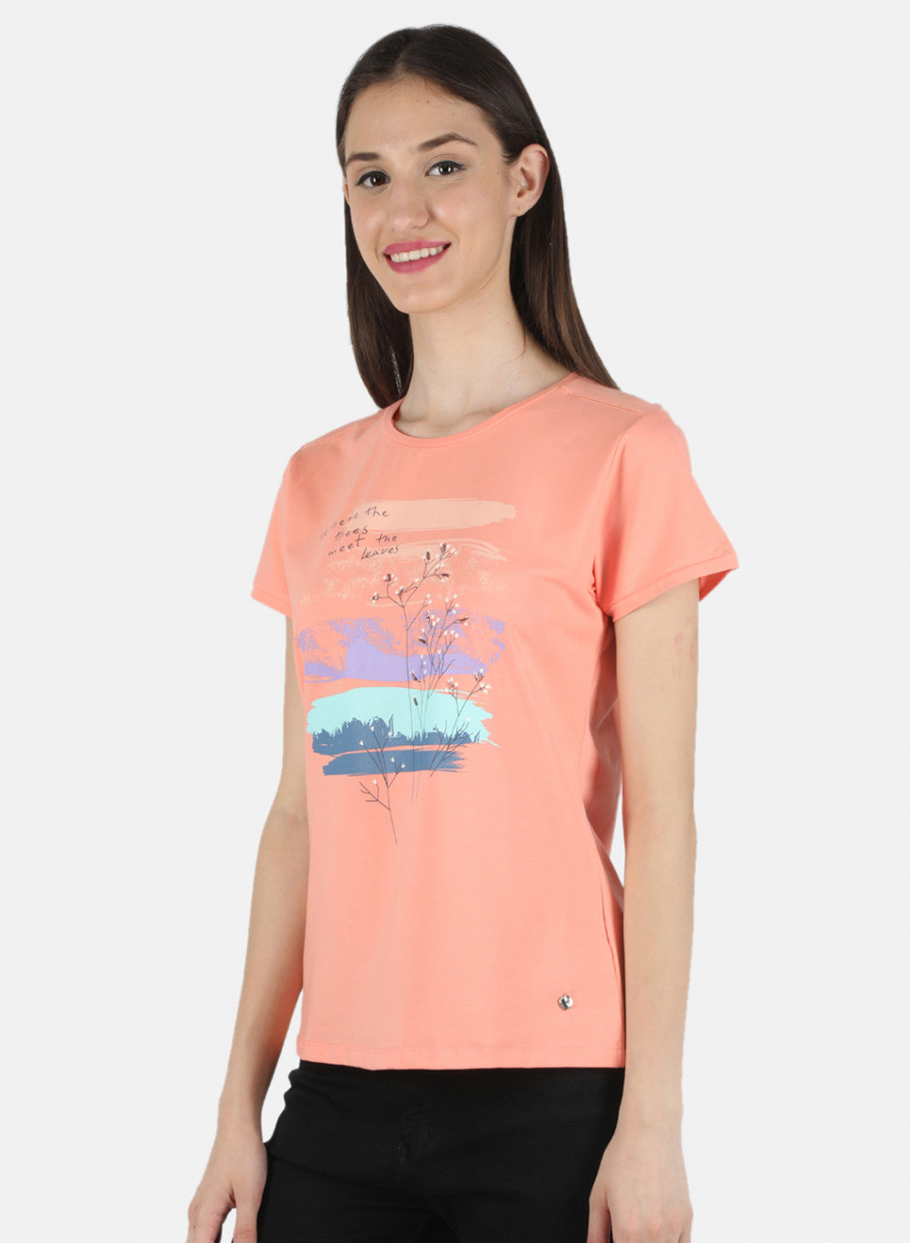 Women Peach Printed Top