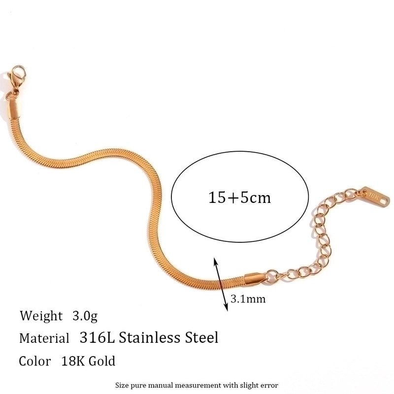 Minimalist Classic Style Oval Solid Color 304 Stainless Steel 18K Gold Plated Bracelets In Bulk