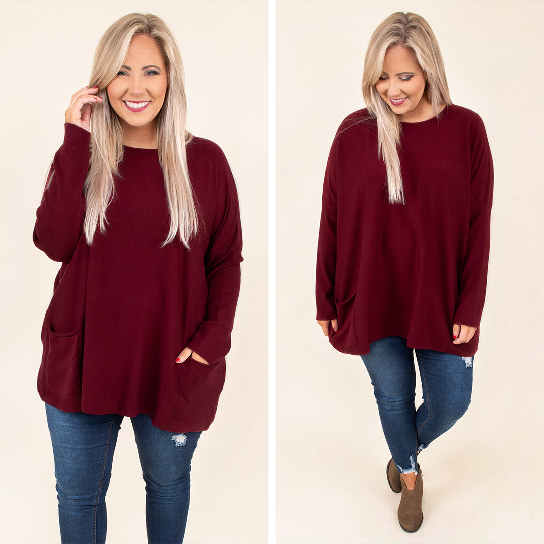 Snow Whispers Tunic. Burgundy