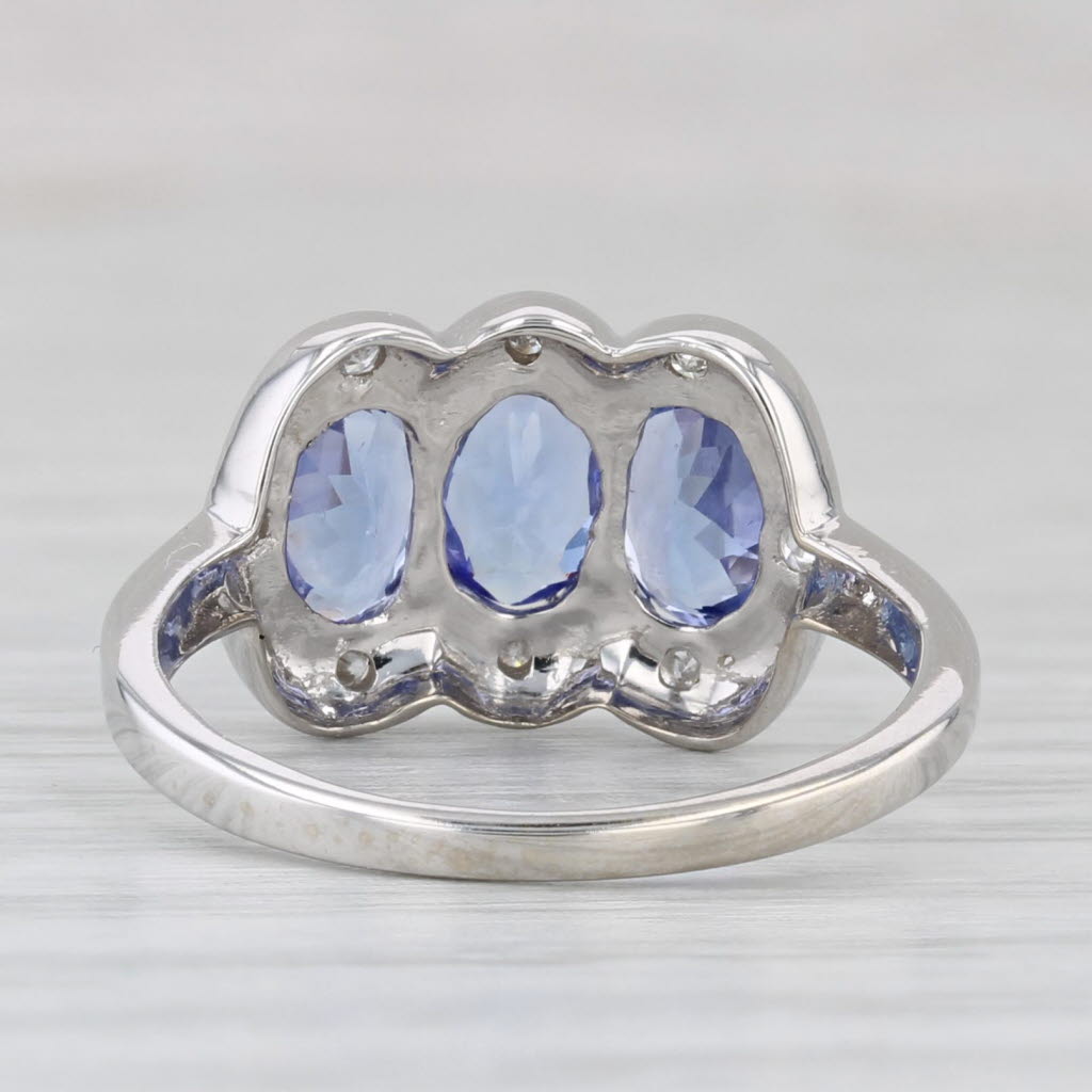 1.39ctw Tanzanite 3-Stone Diamond Ring 14k White Gold Size 6