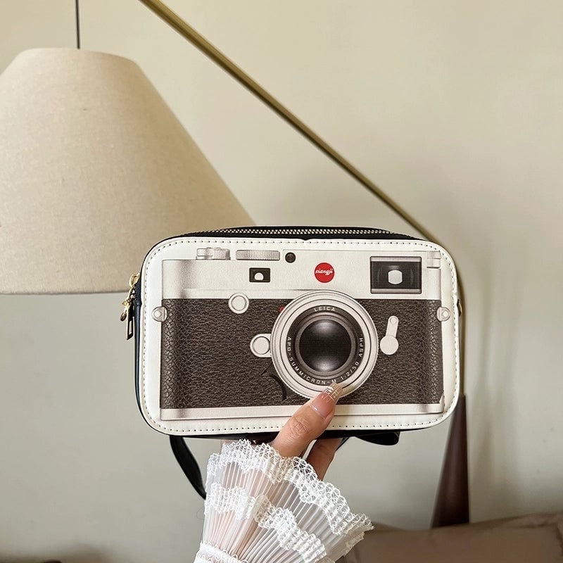 Women's Medium Canvas Camera Vintage Style Zipper Camera Bag