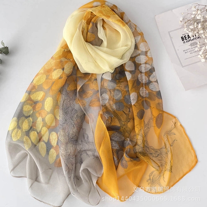 Women's Vacation Color Block Floral Polyester Silk Scarves