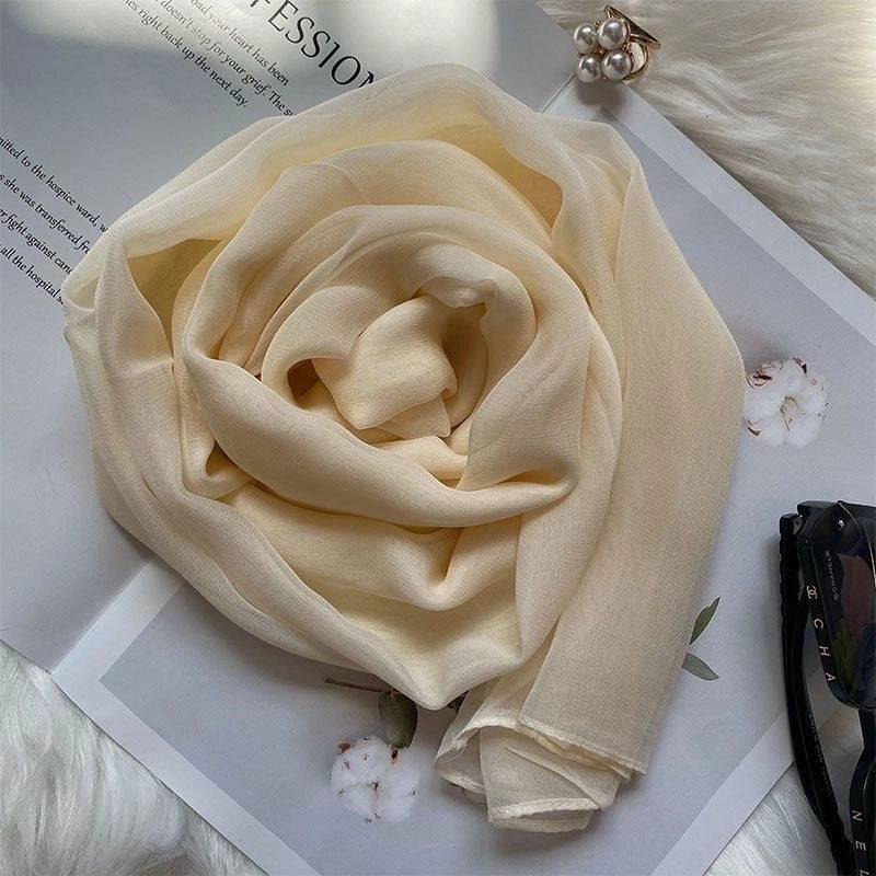 Women's Basic Lady Solid Color Georgette Silk Scarf