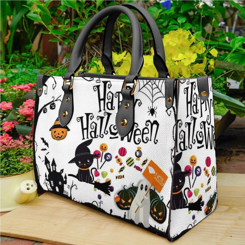 Halloween Women's Medium Pu Leather Letter Streetwear Square Hook Loop Tote Bag