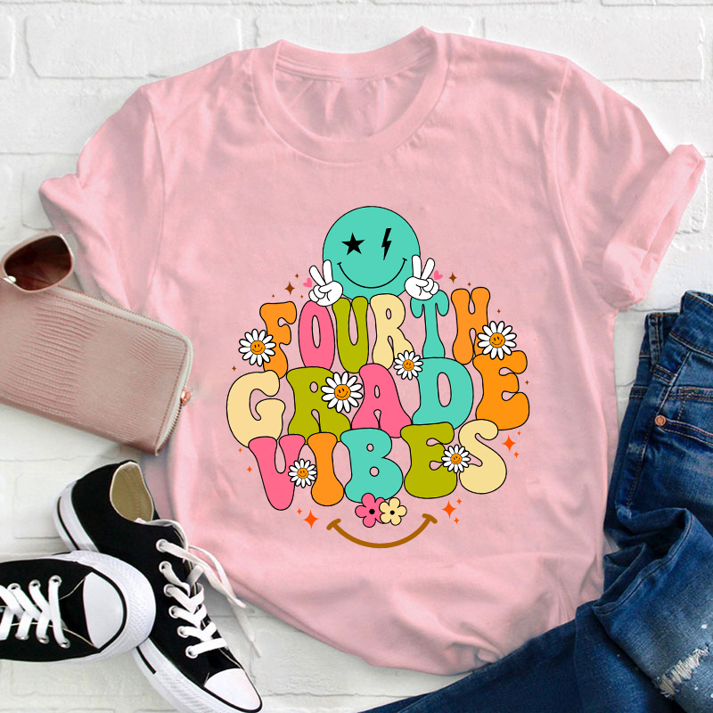 Personalized Grade Vibes Teacher T-Shirt