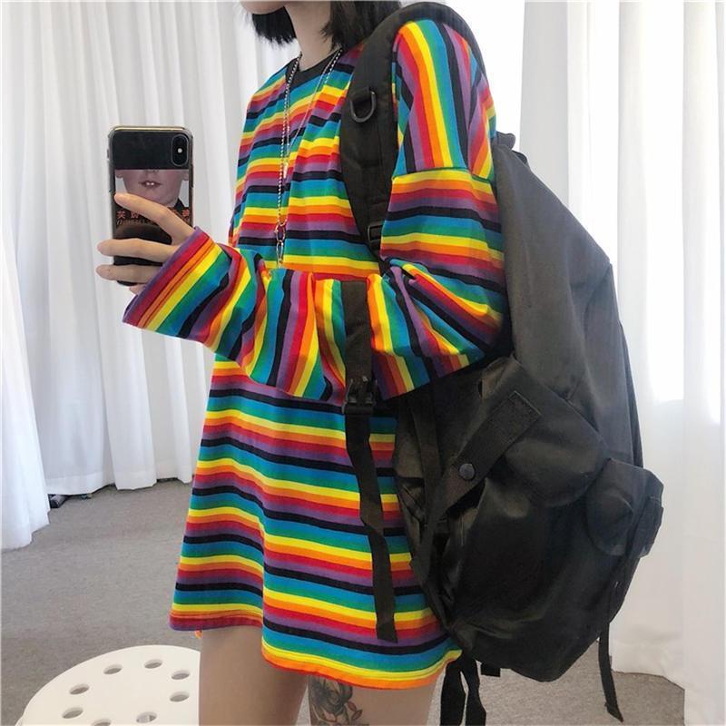 Rainbow Striped Long Sleeve Shirt