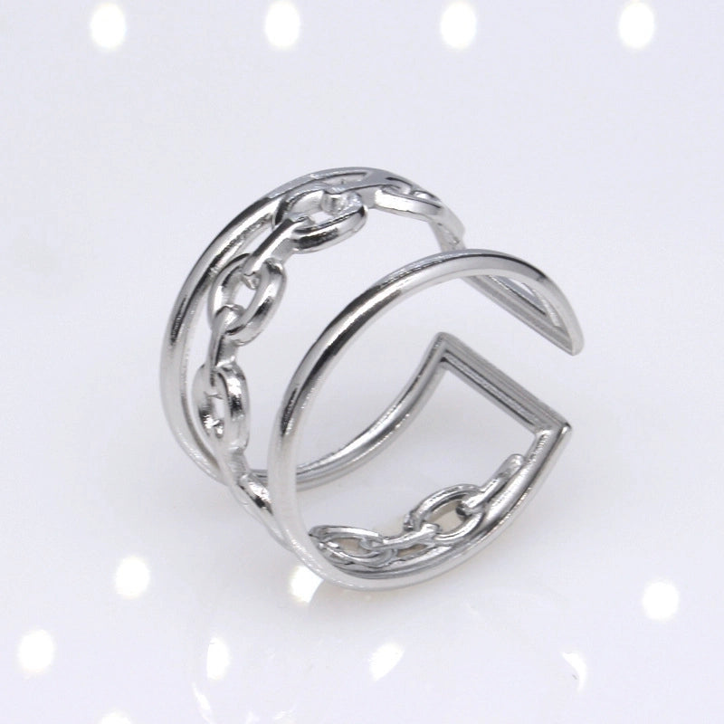 1 Piece Lady Geometric Titanium Steel Plating Open Ring