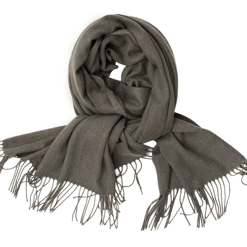 Women's Minimalist Tassel Solid Color Imitation Cashmere Scarf