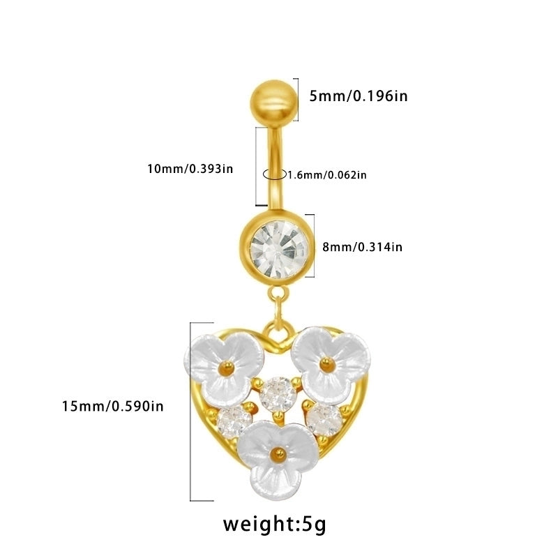 1 Piece Belly Rings Sexy Classic Style Star Heart Shape Butterfly 316L Stainless Steel  Alloy Inlay Resin Rhinestones Glass Gold Plated