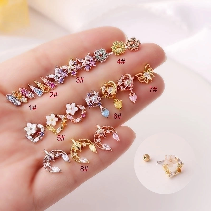 Ear Cartilage Rings & Studs Geometric 316L Stainless Steel  Copper Plating