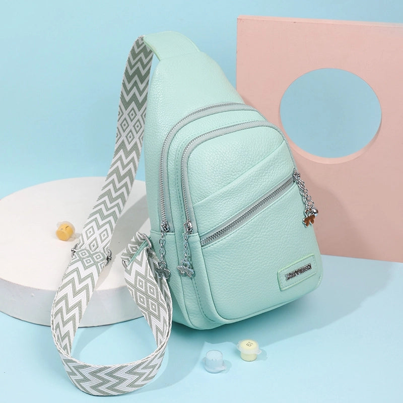 Women's Pu Leather Solid Color Elegant Bucket Zipper Fanny Pack