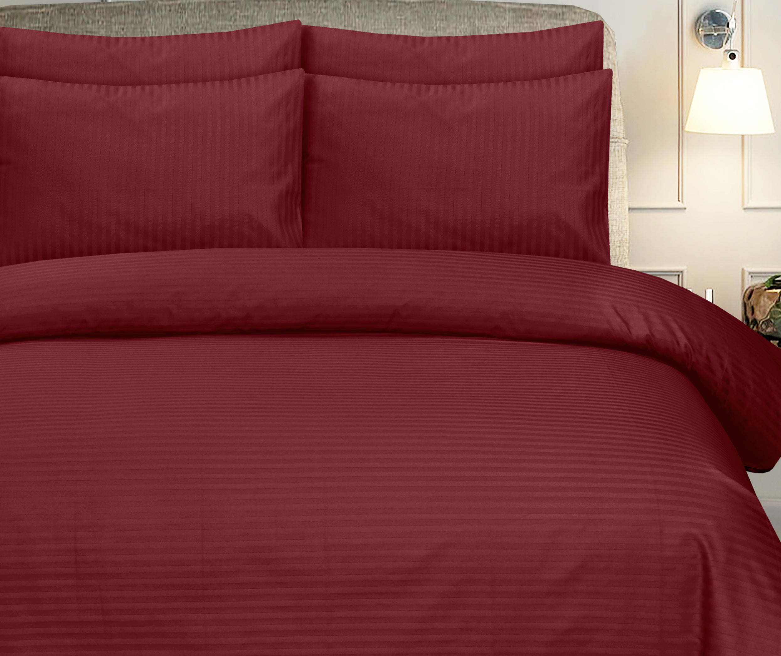 Maroon Stripe-Bed Sheet Set