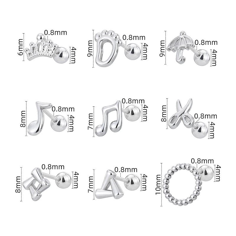 1 Piece Cute Minimalist Geometric Animal Crown Plating Titanium Steel Ear Studs