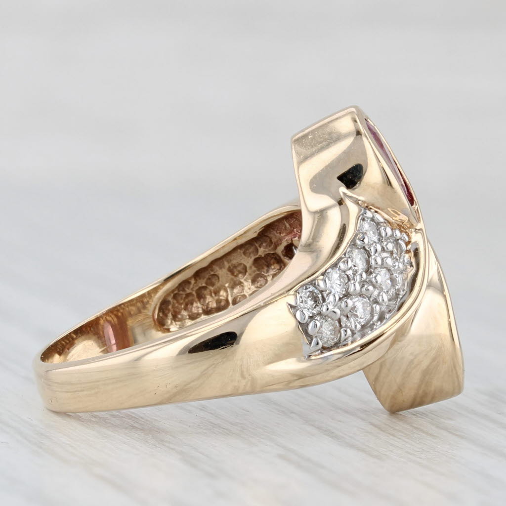 1.46ctw Pink Sapphire Diamond Bypass Ring 14k Yellow Gold Size 7