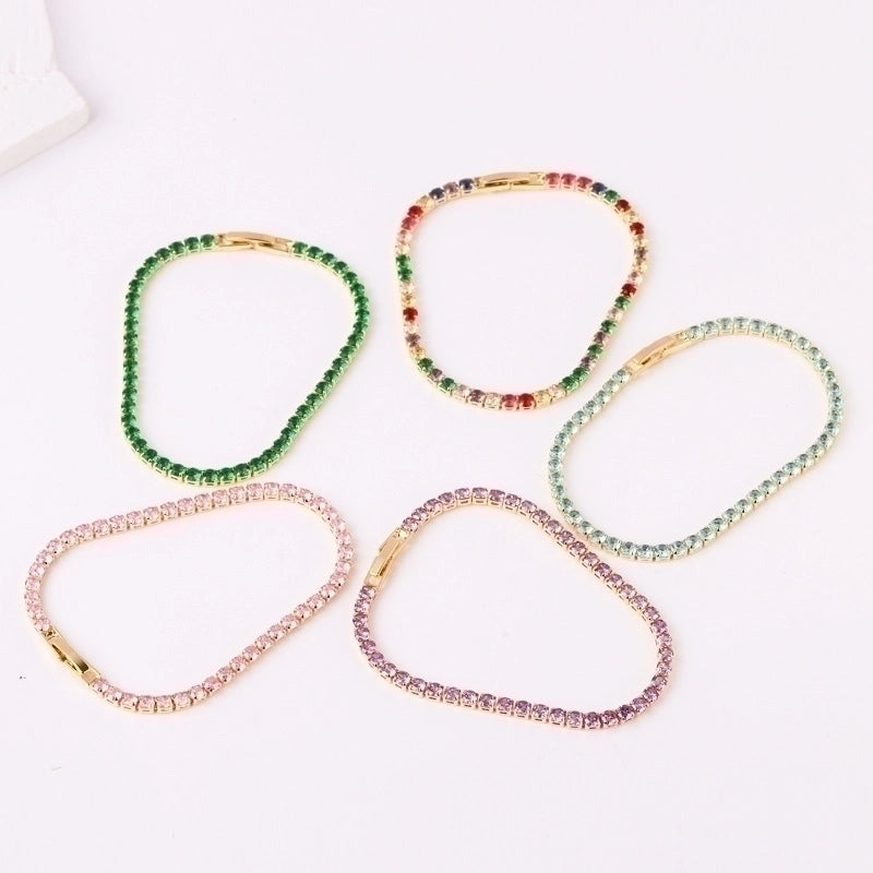 Copper Inlay Round Zircon Copper Bracelets