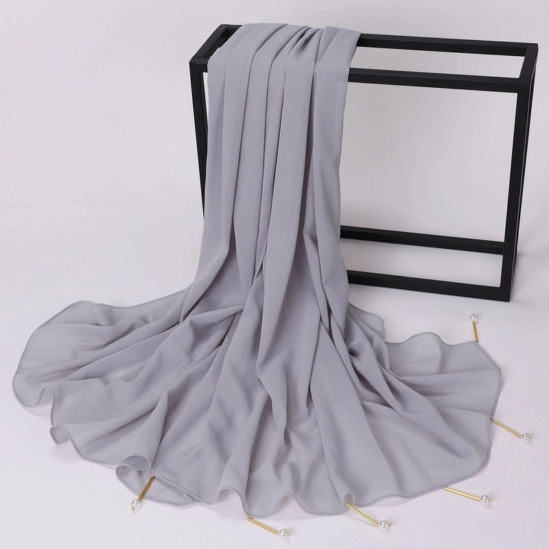 Women's Casual Elegant Sweet Solid Color Chiffon Hijab