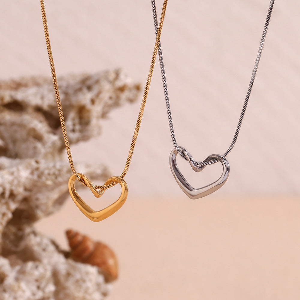 Fashion Heart Geometric Stainless Steel 18K Gold Plated Necklaces