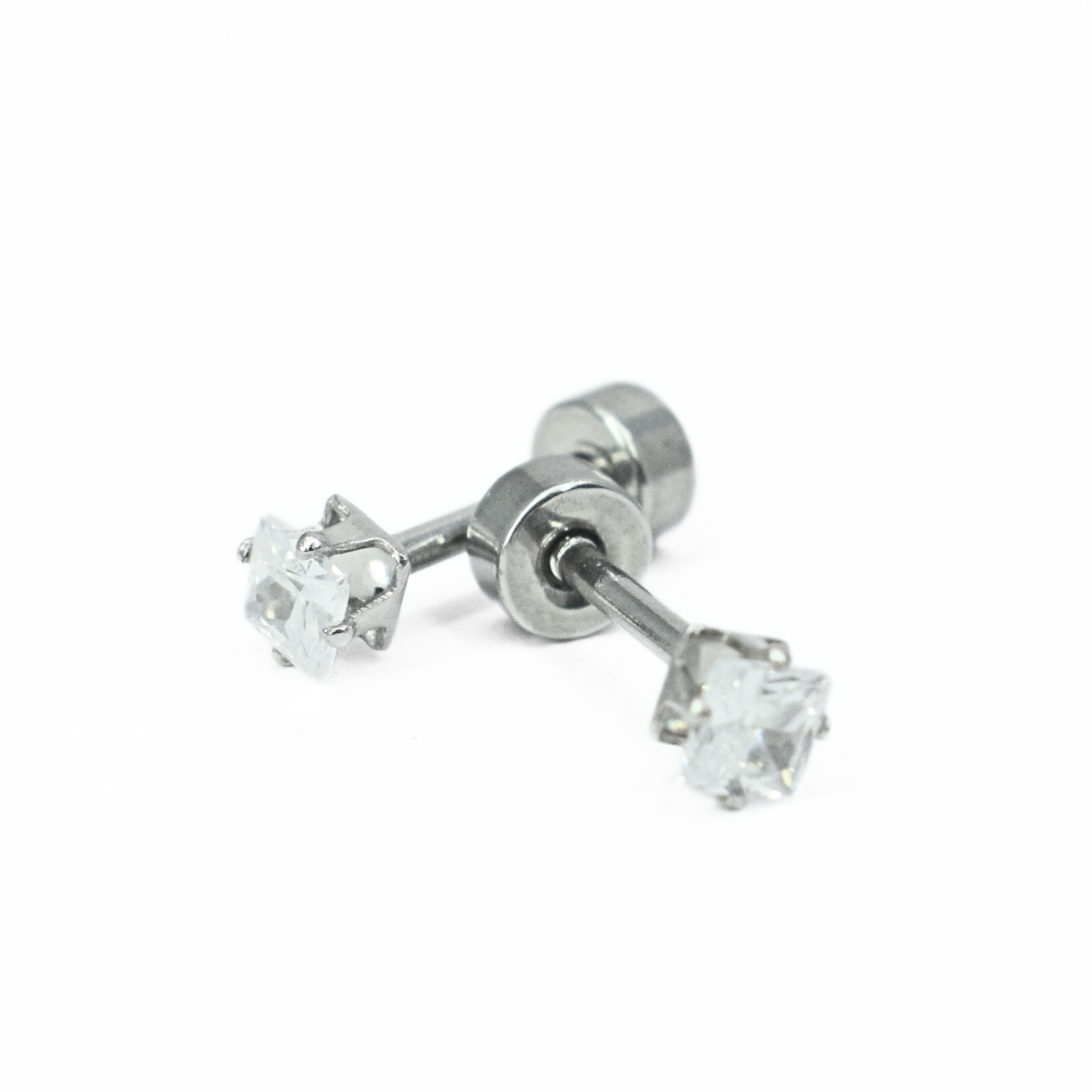 3mm Square diamond studs - Silver