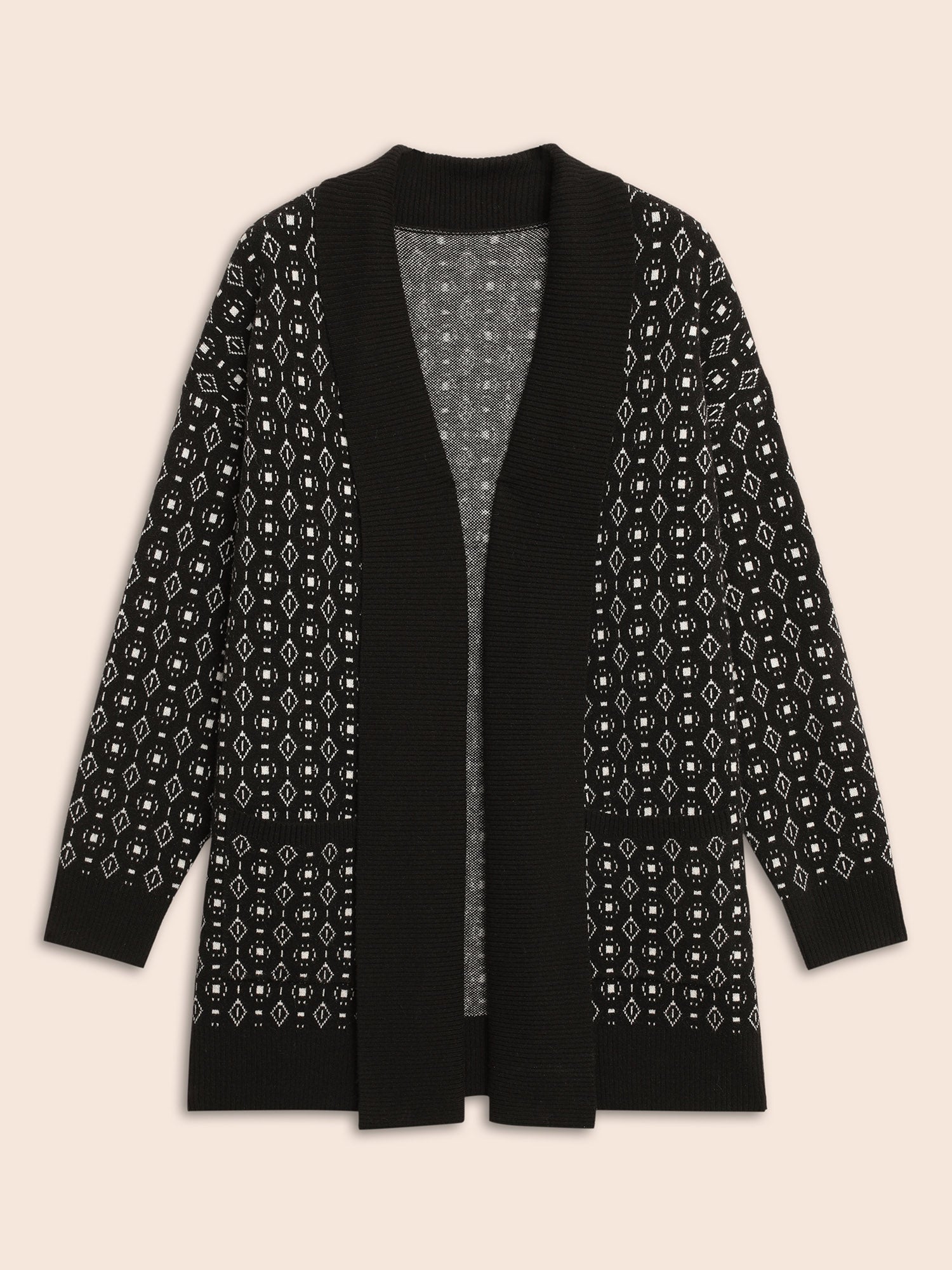 Supersoft Essentials Geometric Jacquard Drop Shoulder Cardigan