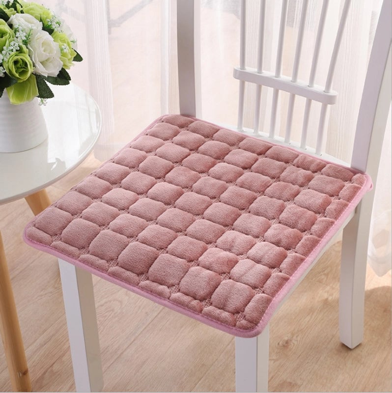 Winter Flannel Padded Non-slip Plush Chair Cushion Office Car Cushion Sofa Restaurant Solid Color Cushion
