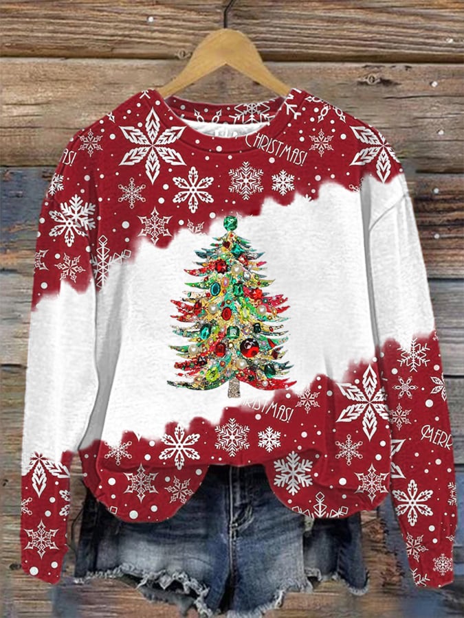 Women's Christmas Tree Art Print Sweatshirt