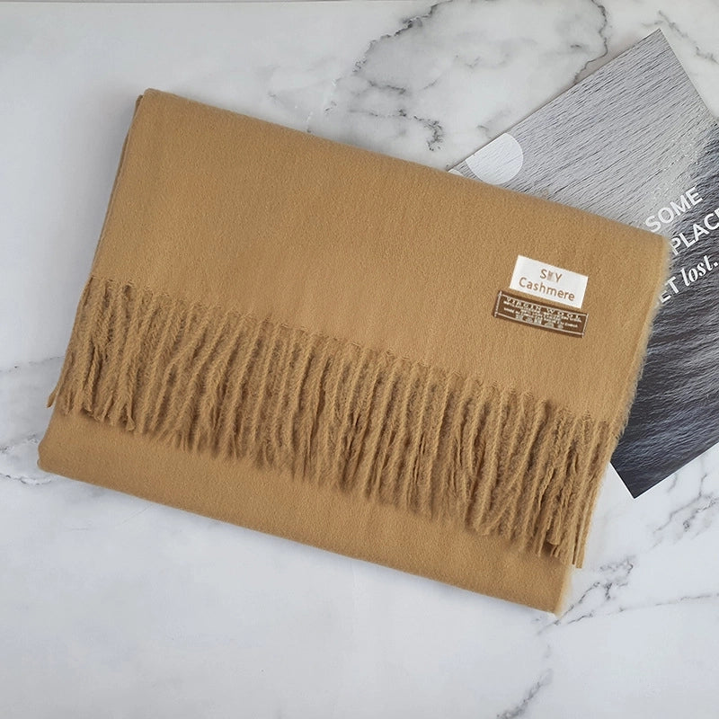 Big Red Scarf Thickened Cashmere Scarf Solid Color Women's Winter Explosions Cashmere Scarf Women's Wool Shawl