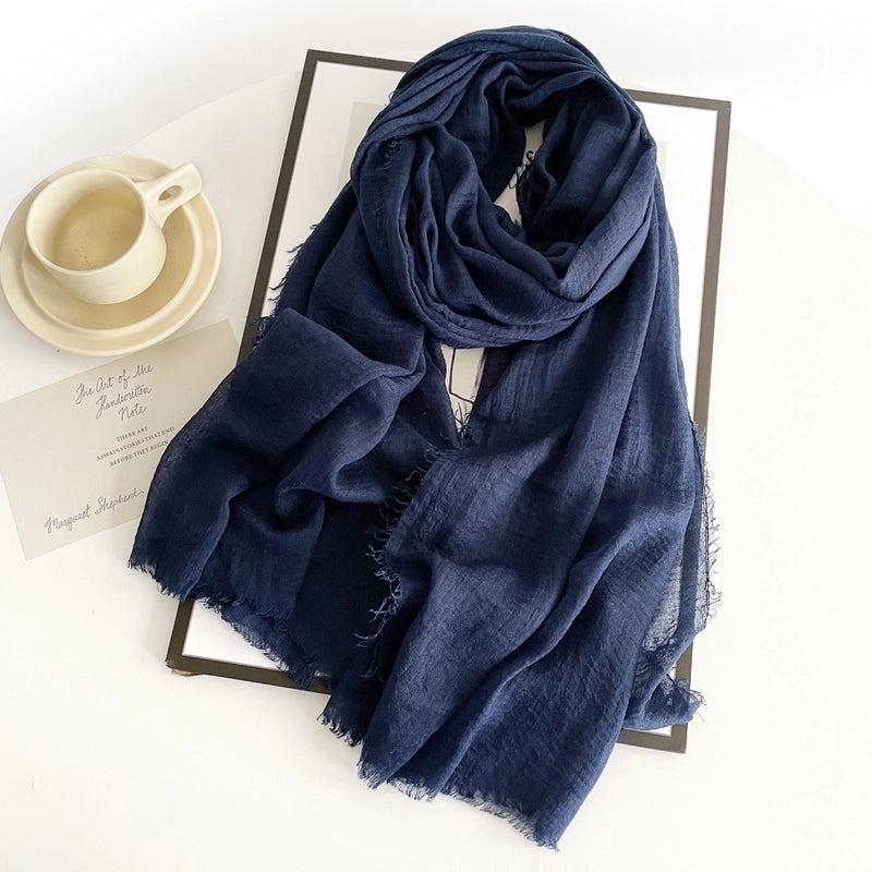 Women's Minimalist Solid Color Imitation Cotton And Linen Silk Scarf