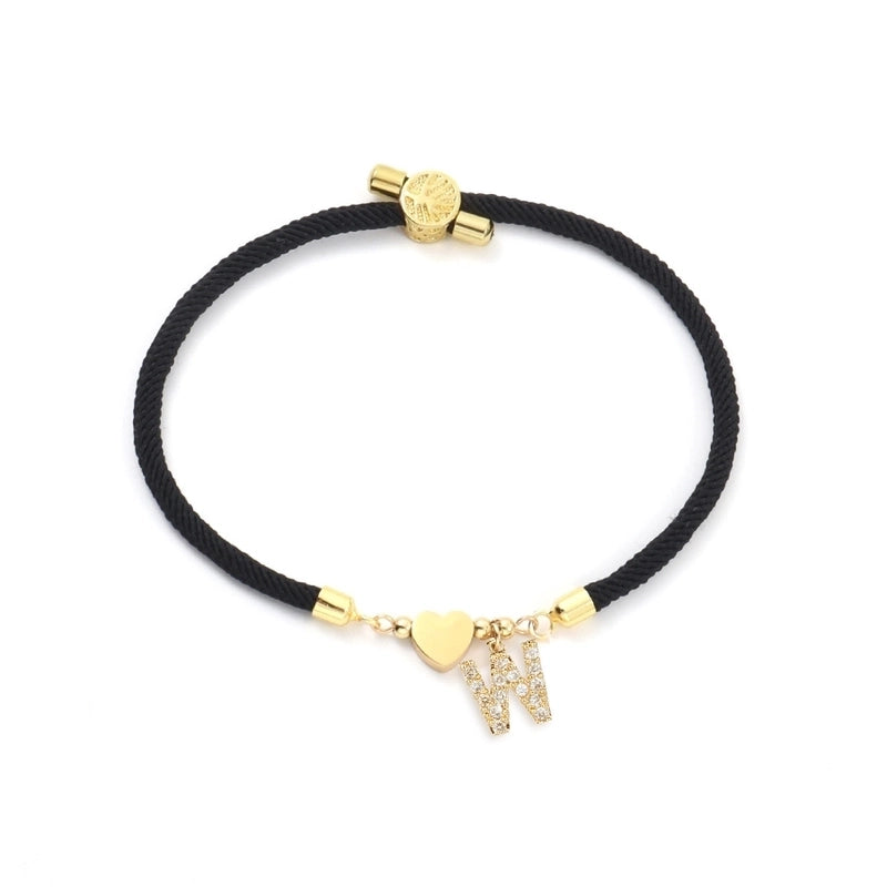 Minimalist Classic Style Letter 304 Stainless Steel Nylon Copper Zircon Bracelets In Bulk