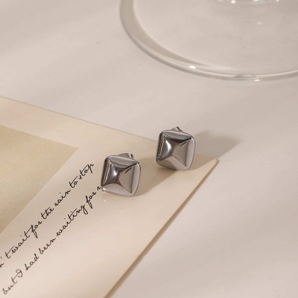 Cold Style Square Stainless Steel Earrings Simple Square Titanium Steel Earrings