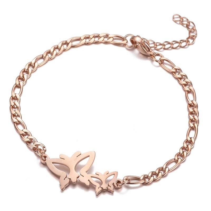 Women's Fashion Heart Butterfly Elephant Stainless Steel No Inlaid Bracelets Plating Stainless Steel Bracelets