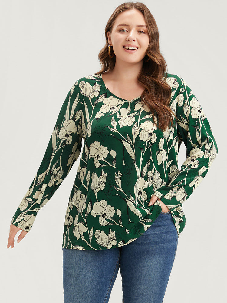 Floral Printed V Neck Blouse