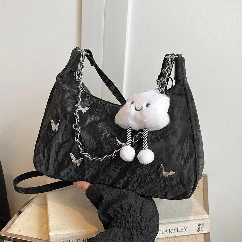 Women's Pu Leather Solid Color Streetwear Square Zipper Shoulder Bag Underarm Bag