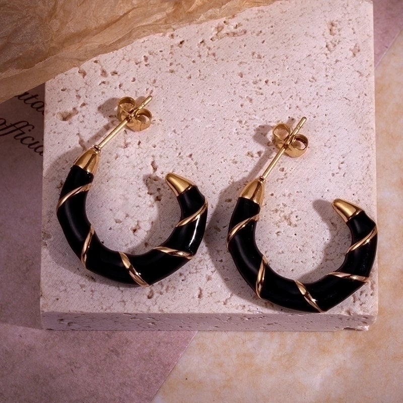 Minimalist Round Enamel Plating 304 Stainless Steel Earrings Ear Studs