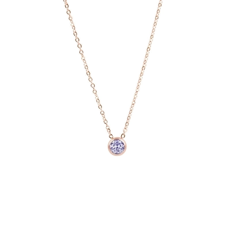 1 Piece Lady Round Stainless Steel Titanium Steel 18k Gold Plated Zircon Pendant Necklace