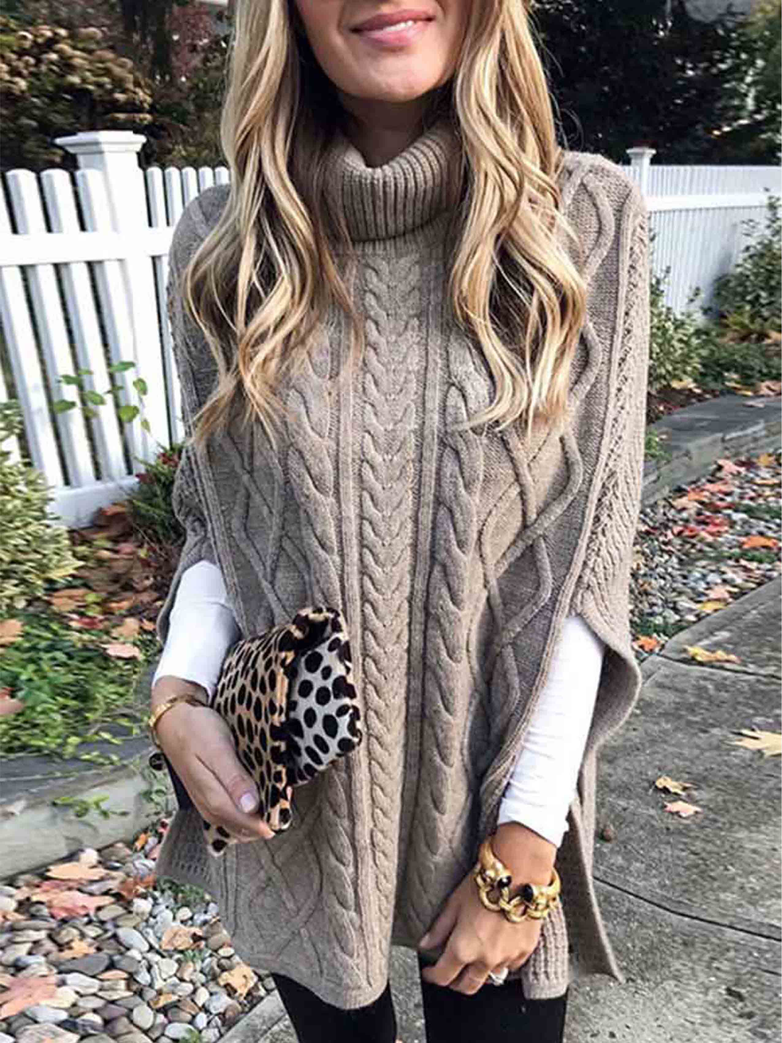 High Neck Loose Knit Sweater