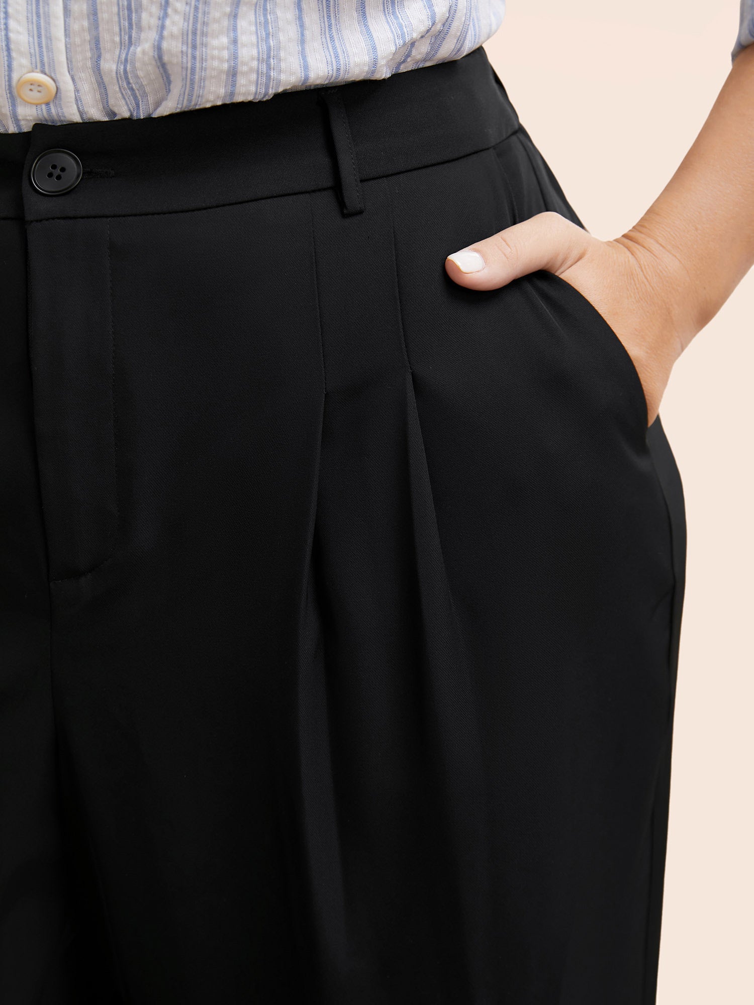 Stretch Woven Pleated Elastic Waist Pants