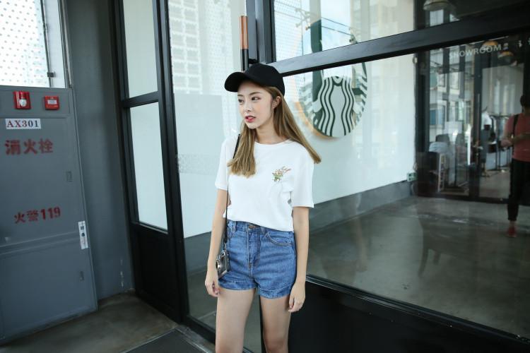 Flower Embroidered Tee