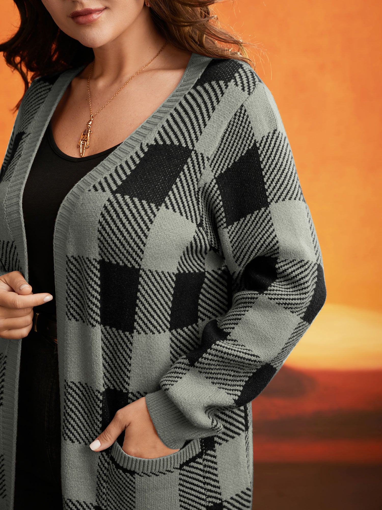 Supersoft Essentials Plaid Open Cardigan