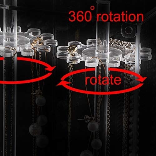 Acrylic 24 Hooks Rotating Necklace Display Stand