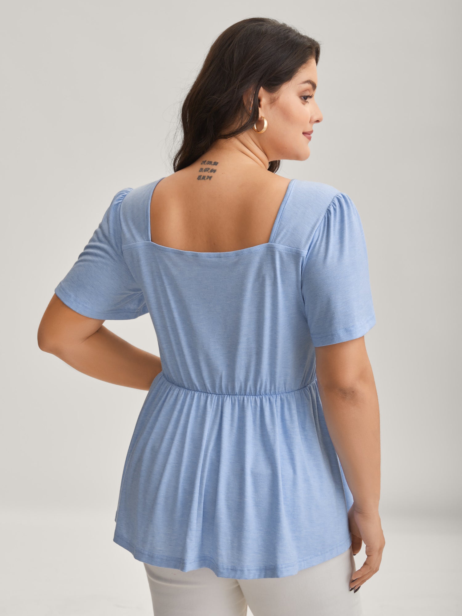 Shirred Sweetheart Neck Babydoll Top