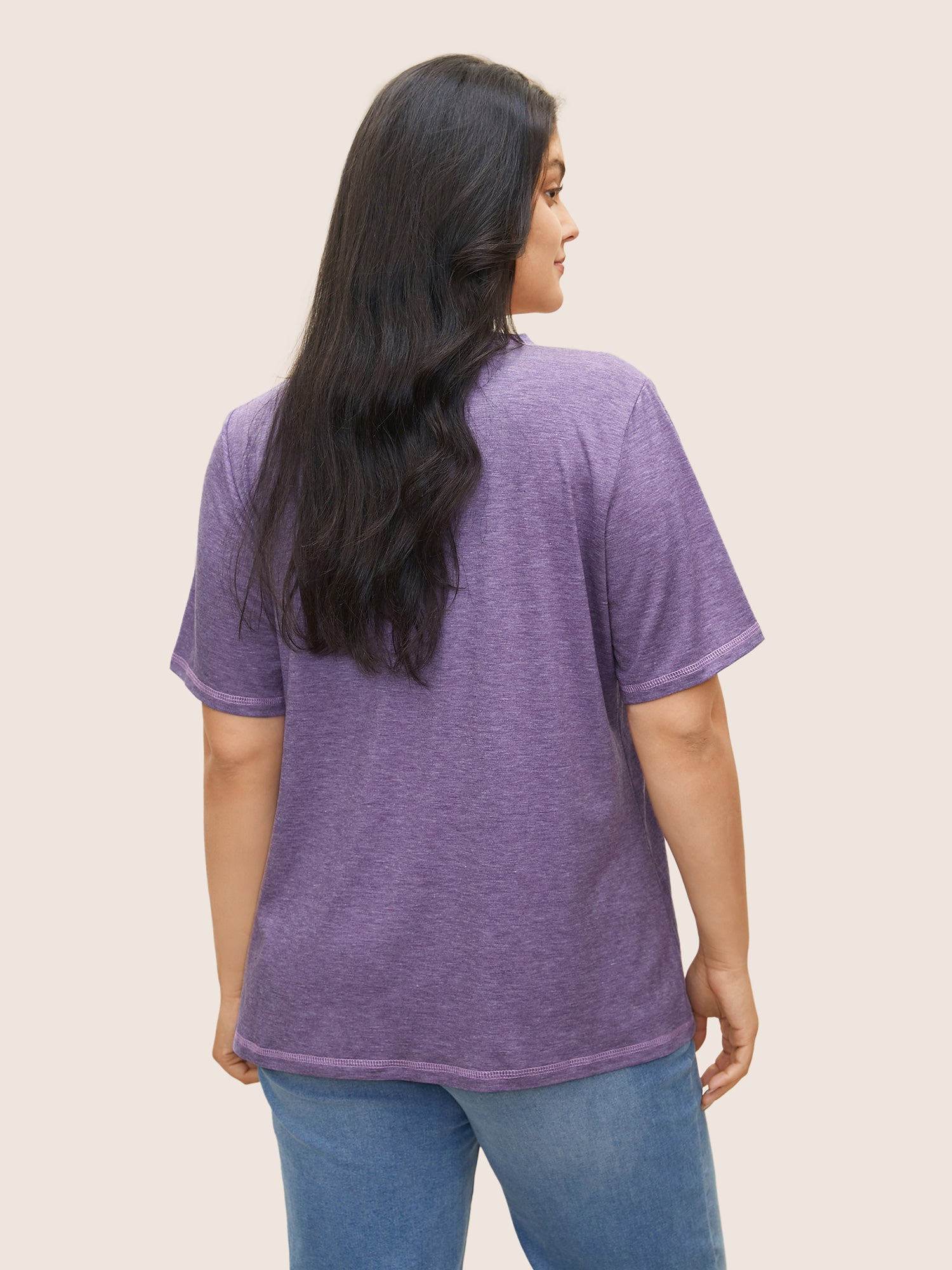Solid Crisscross Neck Contrast Stitch T-shirt