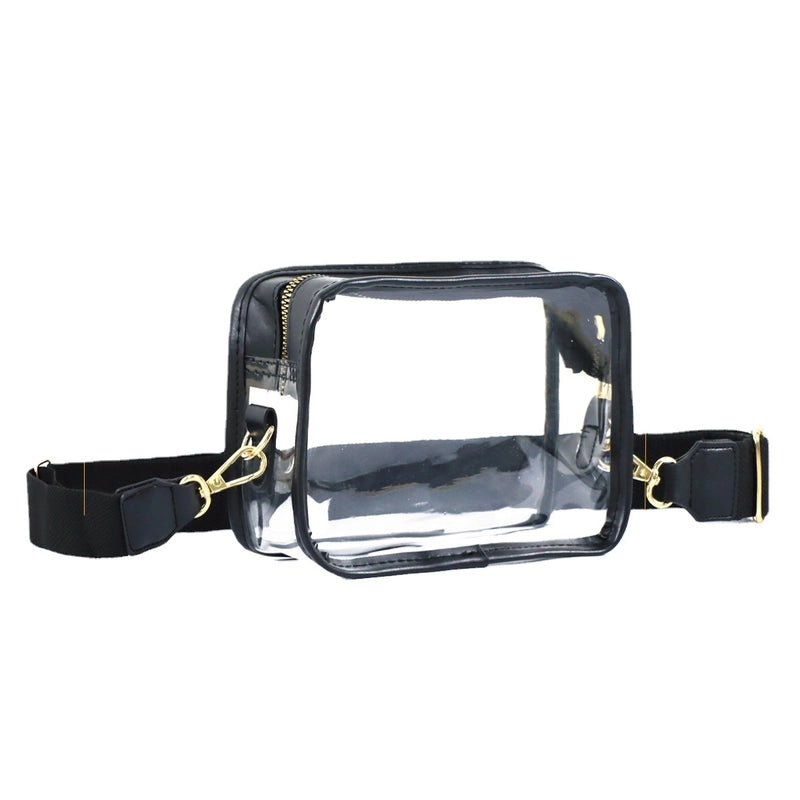 Women's Medium Pvc Solid Color Streetwear Transparent Square Zipper Crossbody Bag